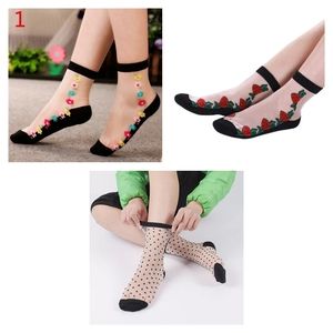 3 pairs transparent crystal silk socks for women